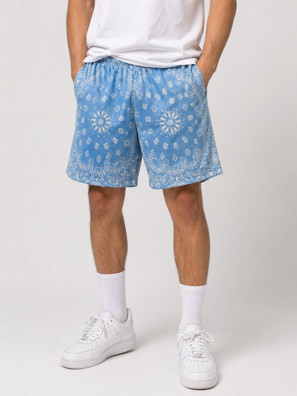 Bravest Studio Light Blue Paisley Shorts Large
